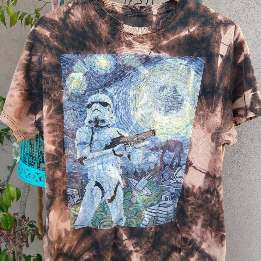 Storm trooper The starry night bleached tie dye Tshirt